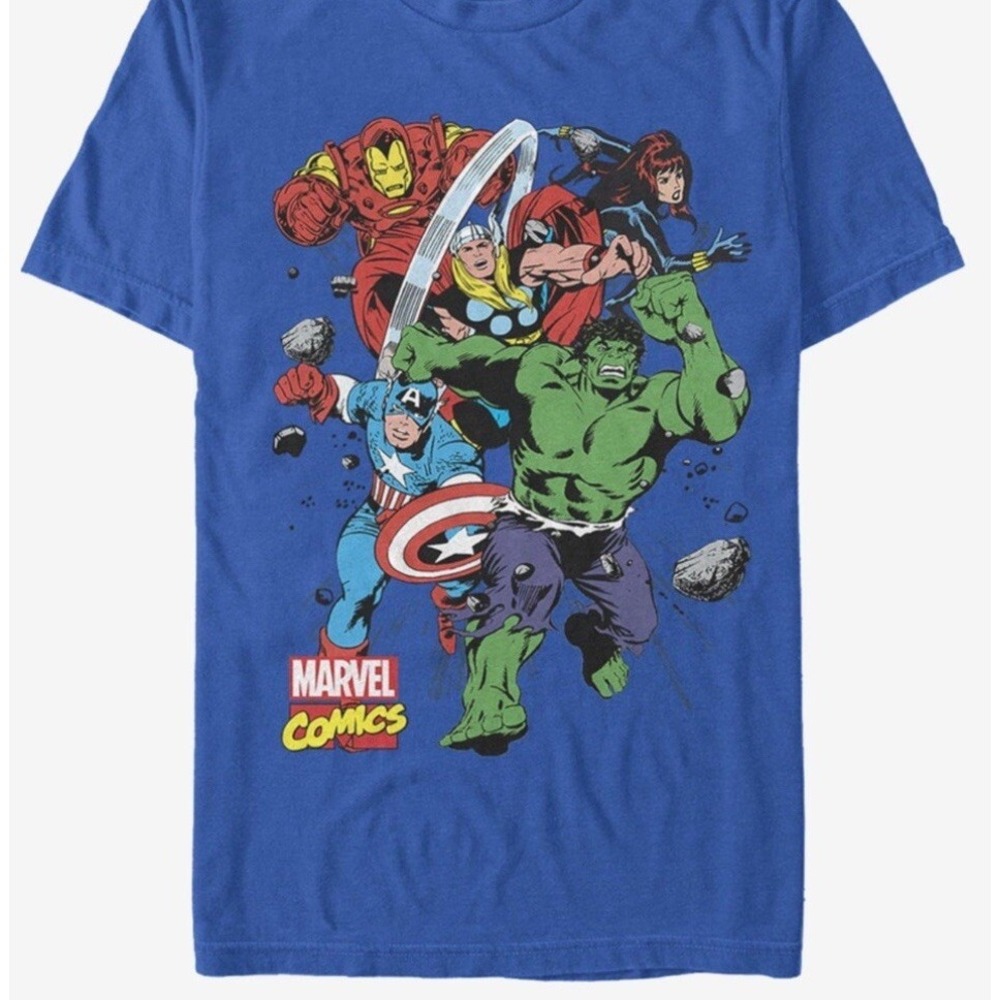 Marvel Avengers Mens T-shirt Hulk Thor Ironman Captain America‎ 3XL Blue NWOT
